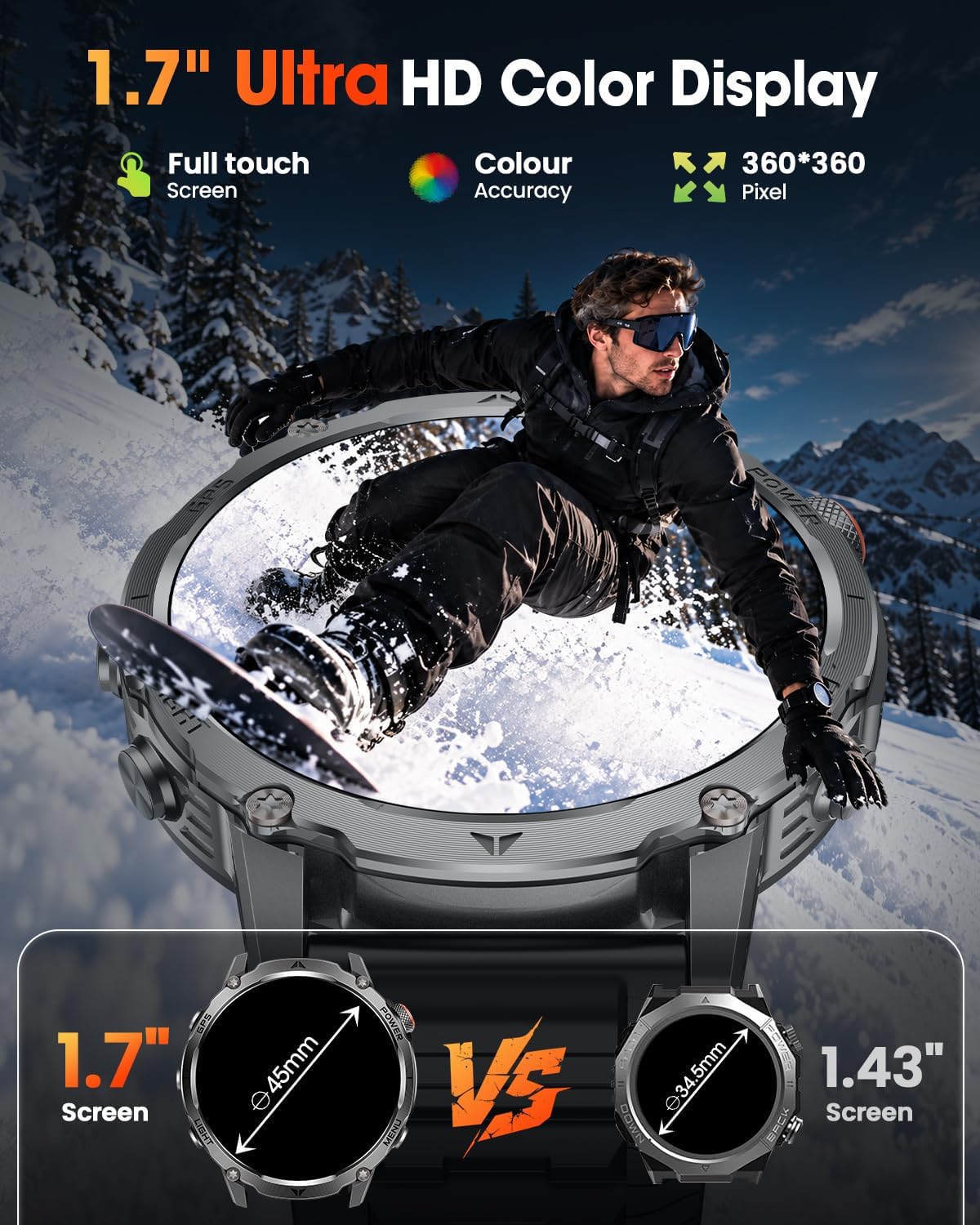 Reloj inteligente militar con GPS incorporado para hombres, reloj