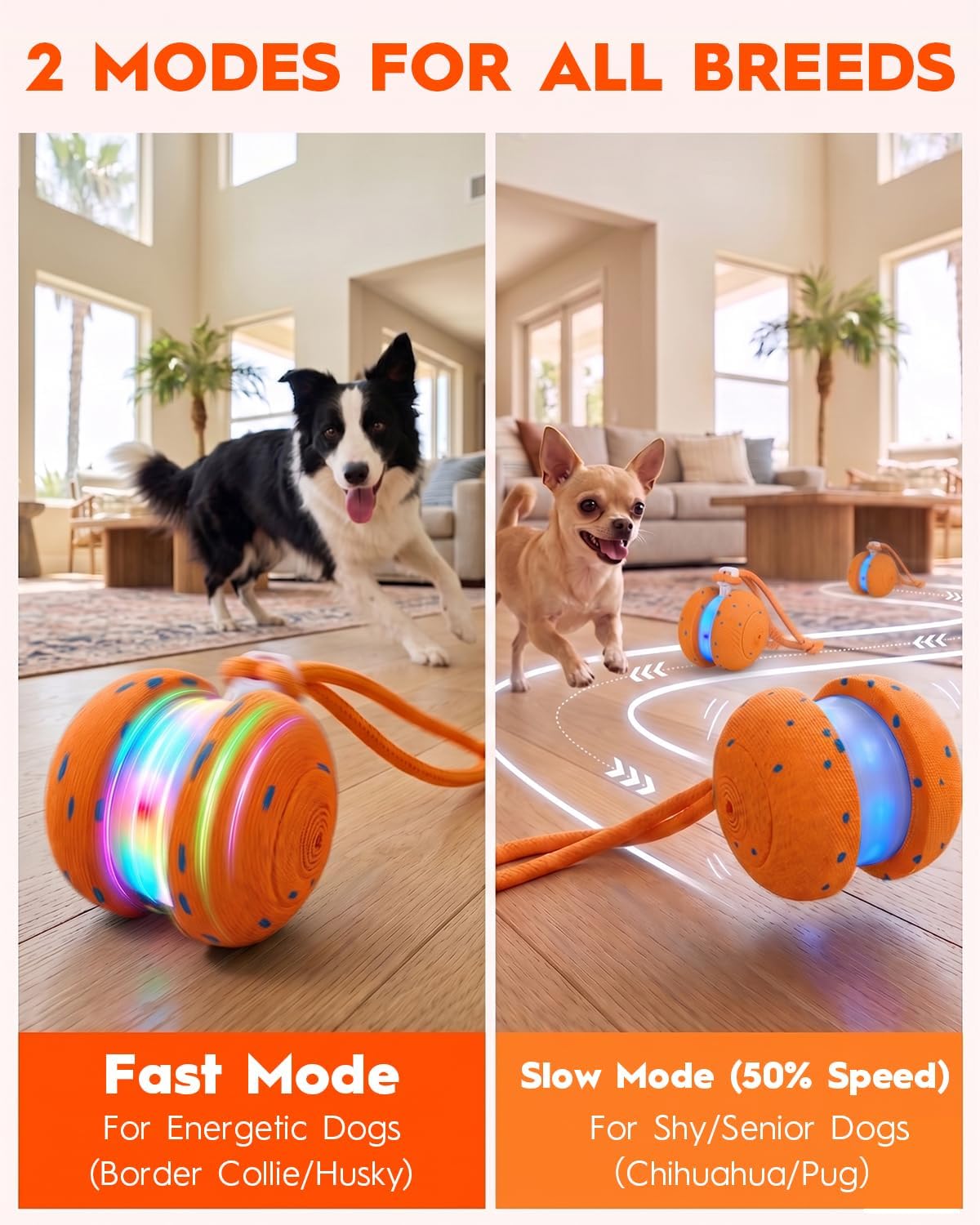 Pelota interactiva para perros, balanceo irregular y juguete activado