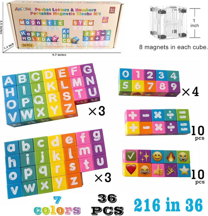 amdohai Bloques magnéticos del alfabeto, números y letras, bloques...