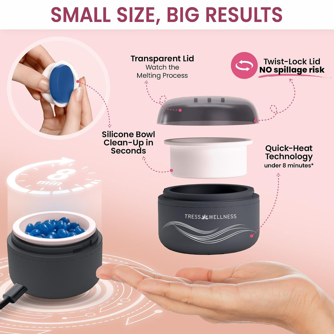 Tress Wellness Kit de cera sin tirantes para cara, cejas y labios p...
