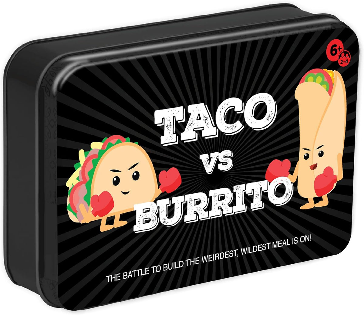 Lata de coleccionista de Taco vs Burrito - El sorprendentemente estratégico juego de cartas salvajemente popular creado por un niño de 7 años - 5 formas de jugar - Juegos divertidos en familia para