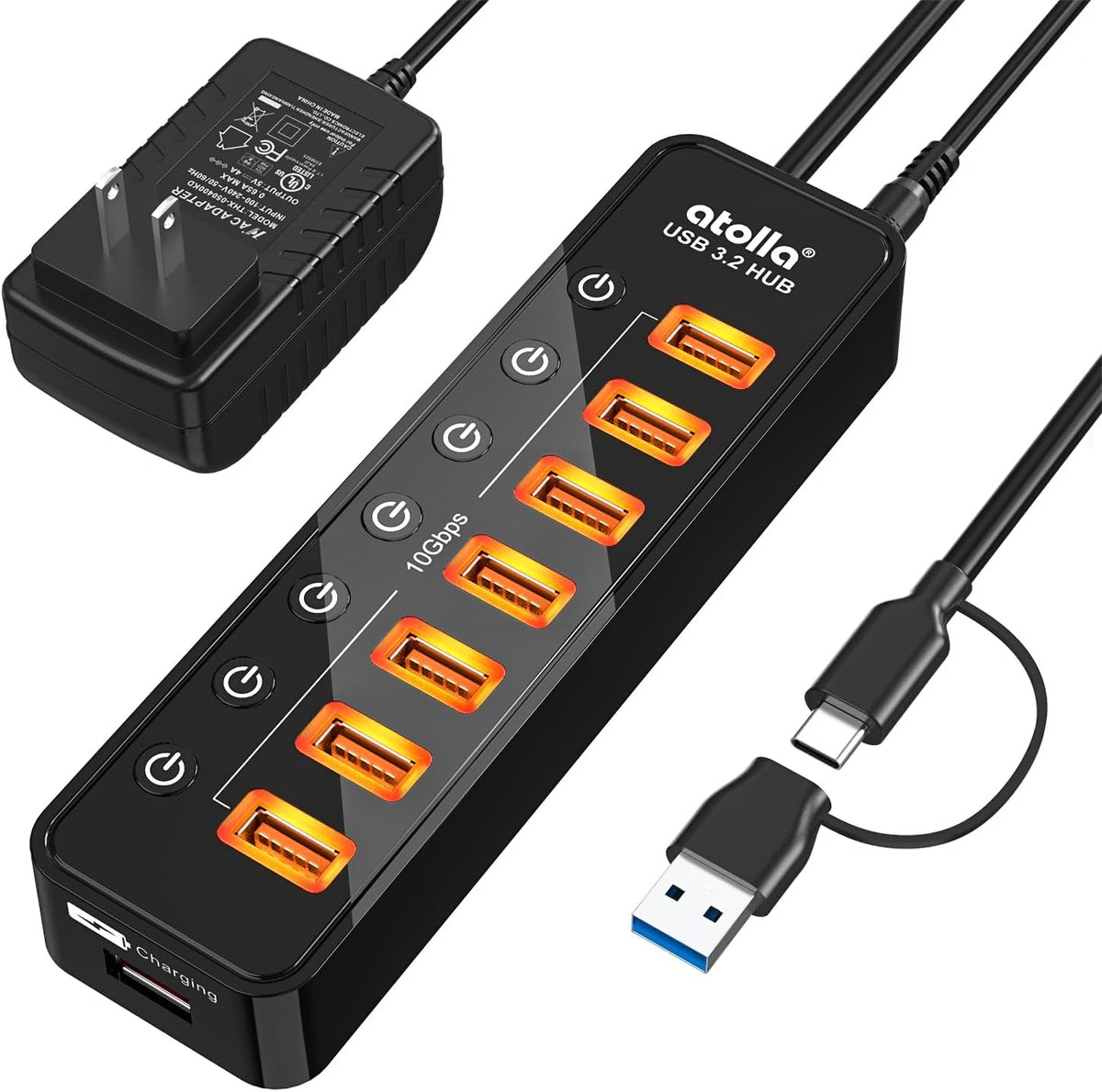 atolla, hub USB 3.2 de 7 puertos, alimentado