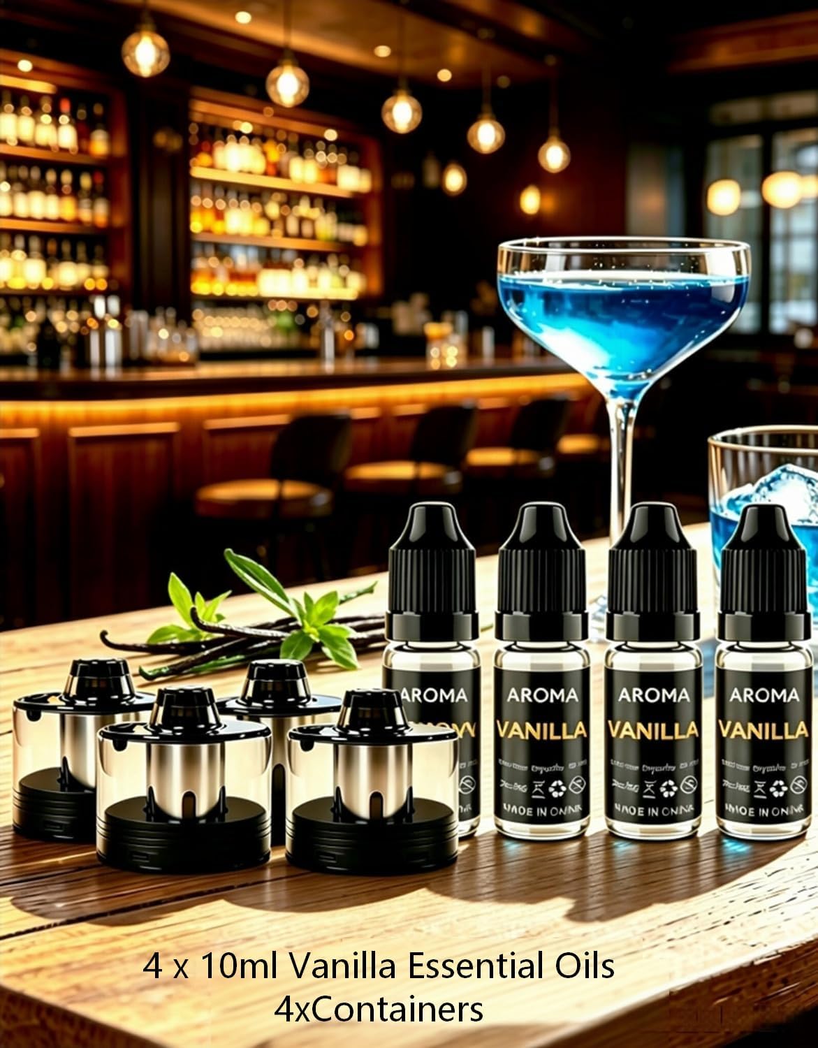 Recambio de aceite aromático de vainilla, 4 x 0.3 fl oz, grado