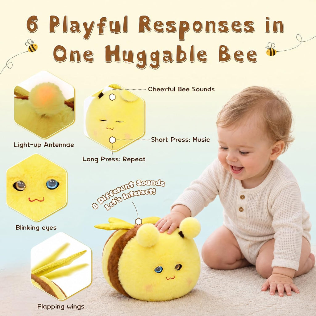 Juguete de peluche de abeja, juguete musical electrónico interactivo
