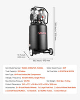 VEVOR Compresor de aire de 20 galones, 2HP 4.5 SCFM a 90PSI, tanque...