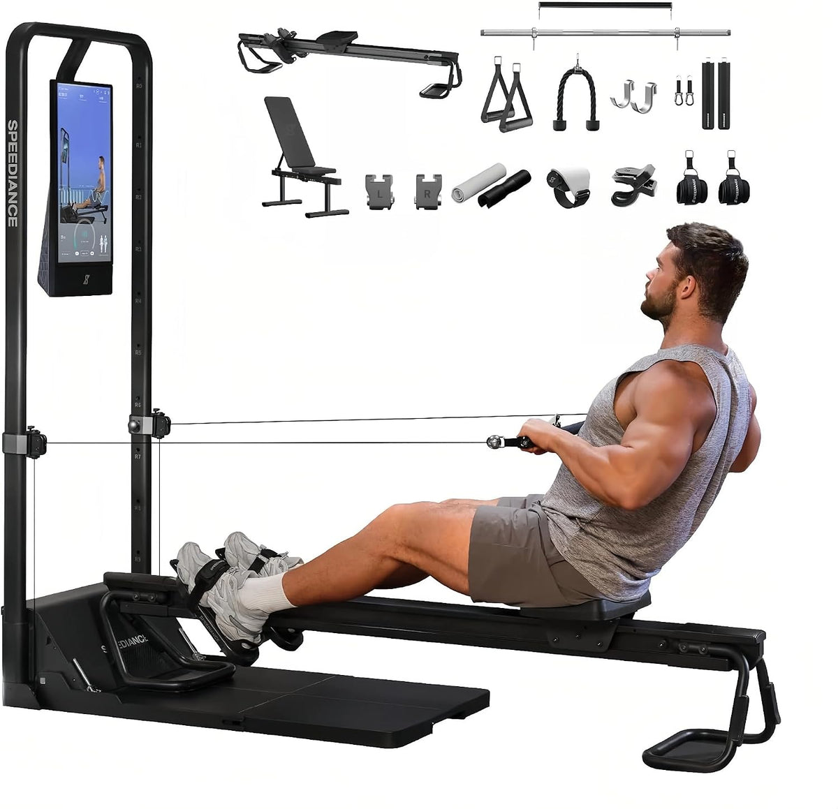 Speediance Gimnasio en casa, máquina Smith multifuncional inteligente alimentada por IA para entrenamiento de fuerza de cuerpo completo, equipo de gimnasio todo en uno, sistema digital de peso