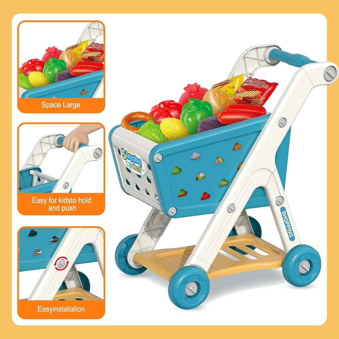 Yalujumb Carrito de Compras Trolley Set de Juego para Niños y Calcu...