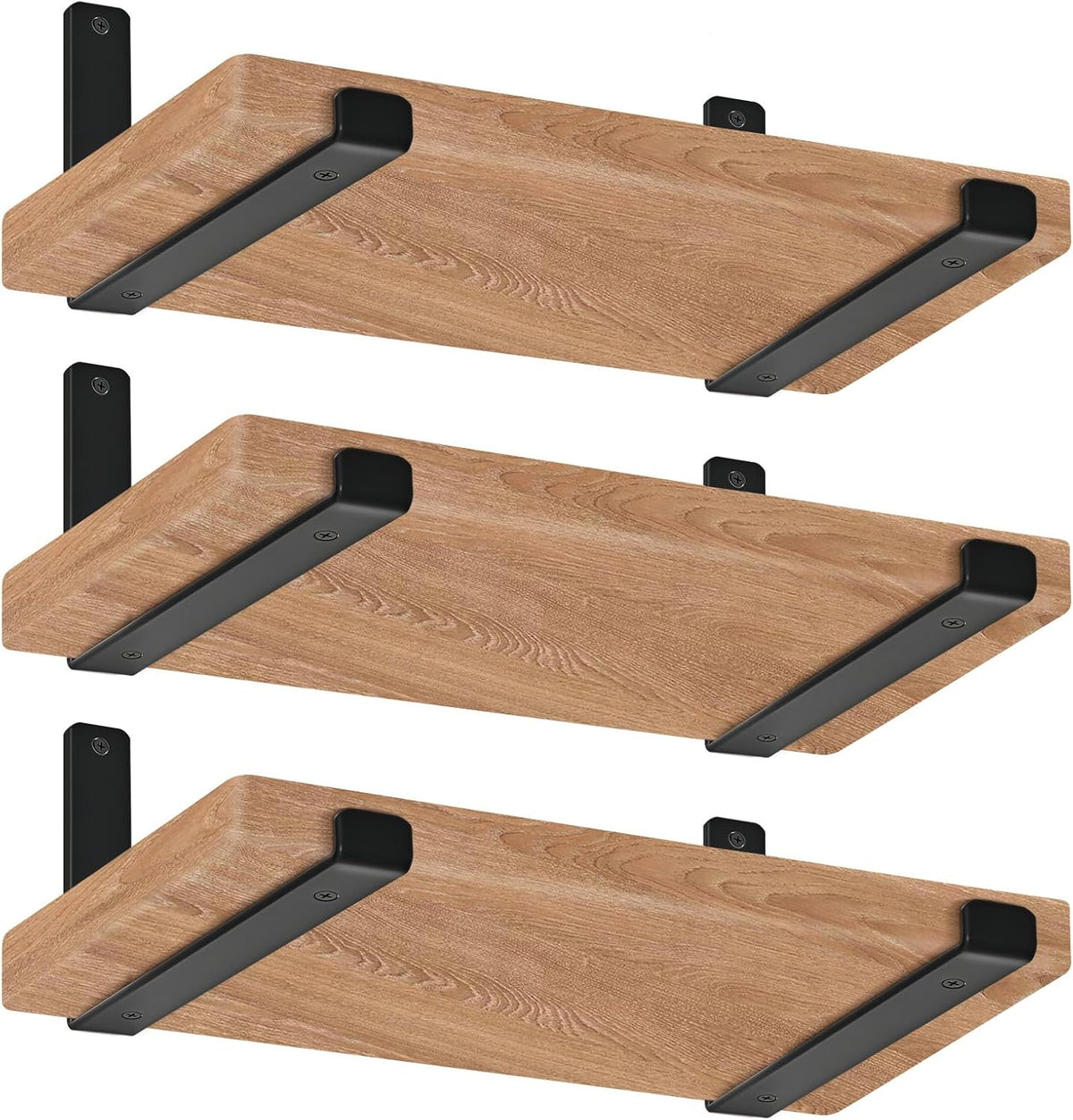 Soportes de estante de 12 pulgadas para estante flotante de bricolaje, soporte flotante resistente de 1/5 pulgadas de grosor, apto para el hogar, cocina, baño, garaje, sala de estar, paquete de 6 unidades, negro, 11.25 x 6 x 1.5 pulgadas