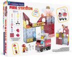 MAGNA-TILES Fire Station - Juego de construcción magnética de 50 piezas, la marca original de construcción magnética