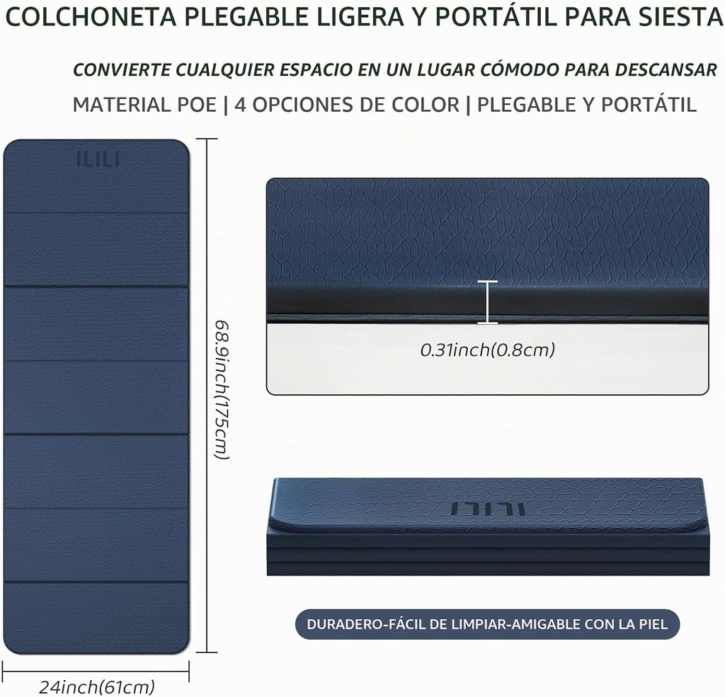 ILILI Alfombra de yoga plegable 71 * 24 * 0.3 pulgadas