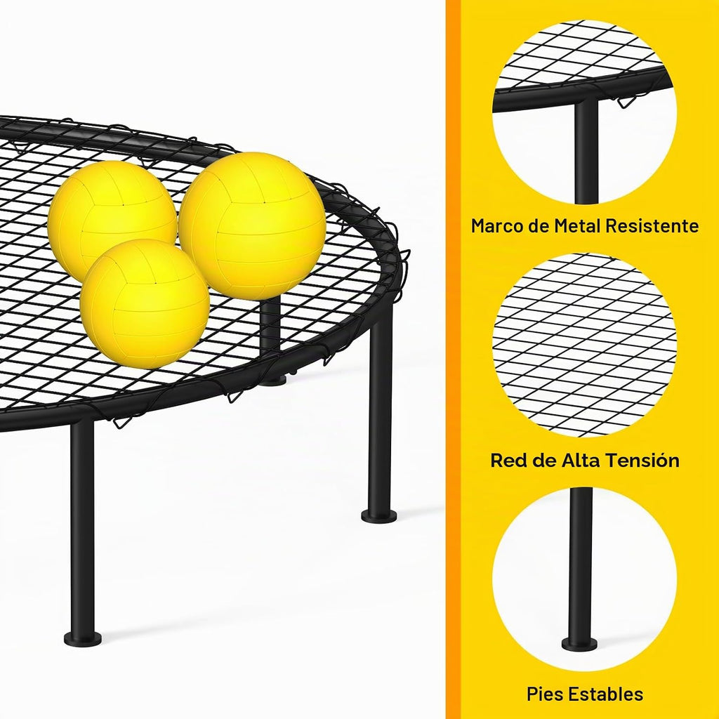 Juegos al aire libre para la familia, juego de pelota de playa, juego de red redonda con red y bolsa de transporte de 3 bolas para patio trasero, playa, parque, césped, deportes al aire libre para