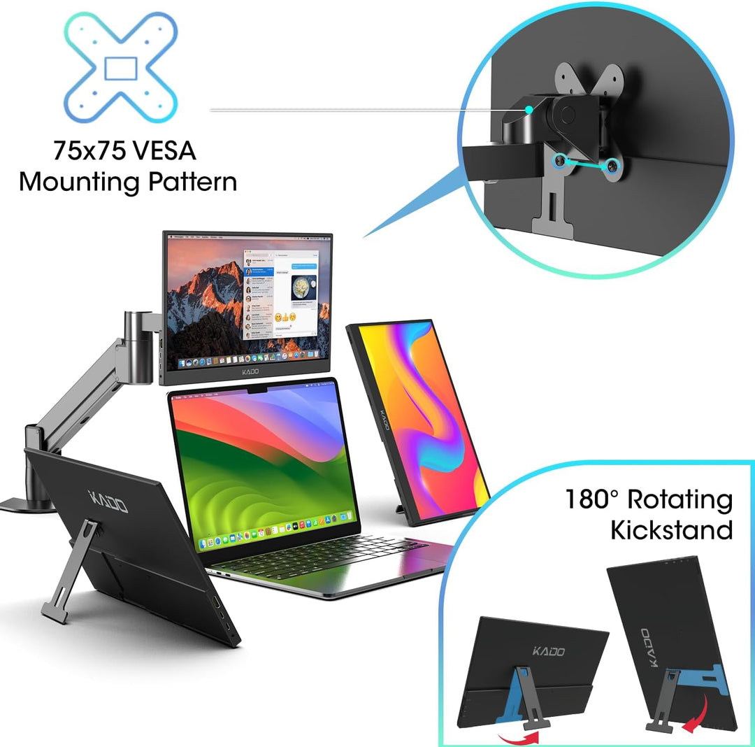 Kado Monitor portátil 15.6 pulgadas FHD 1920x1080 USB-C HDMI IPS pa...