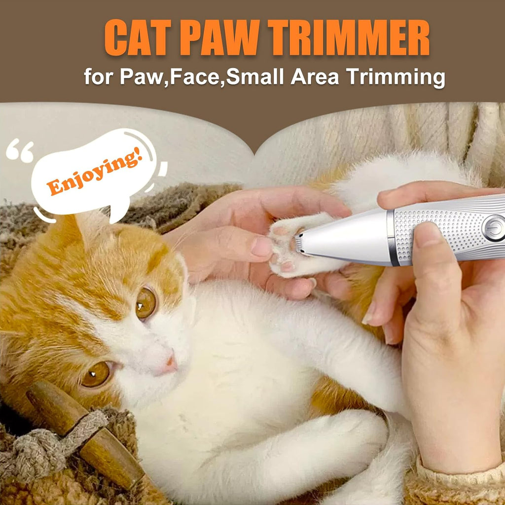 Kit de cortapelos para gatos con recortador de patas, suministros eléctricos 3 en 1 para cabello grueso y enmarañado, afeitadora de trasero de abrigo pesado, afeitadora de pelo para perros en casa (blanco)