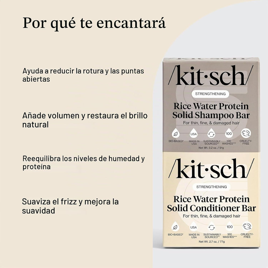 Kitsch Champú y acondicionador sólido de agua de arroz para el crec...