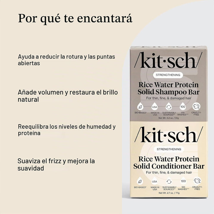 Kitsch Champú y acondicionador sólido de agua de arroz para el crec...