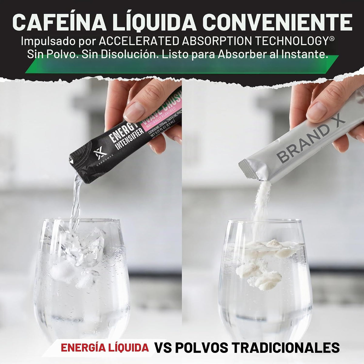 CardoMax Paquetes de cafeína, Wavecrusher, 15 paquetes de barra líquida