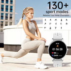 Reloj inteligente para mujer (respuesta/hacer llamadas), pantalla HD de 1.27 pulgadas con monitor de frecuencia cardíaca/sueño, más de 130 modos deportivos IP68 impermeable seguimiento de