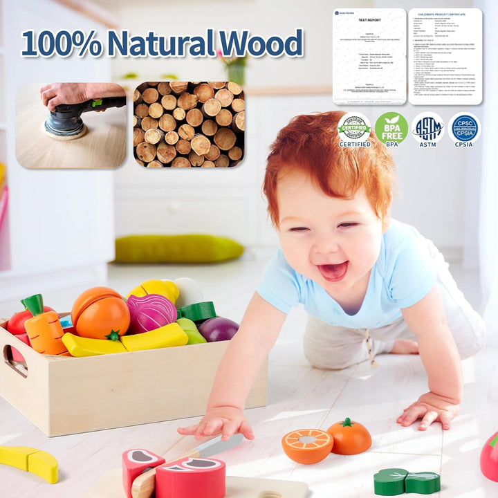 Juegos de comida de juego de madera para niños, accesorios de cocin...