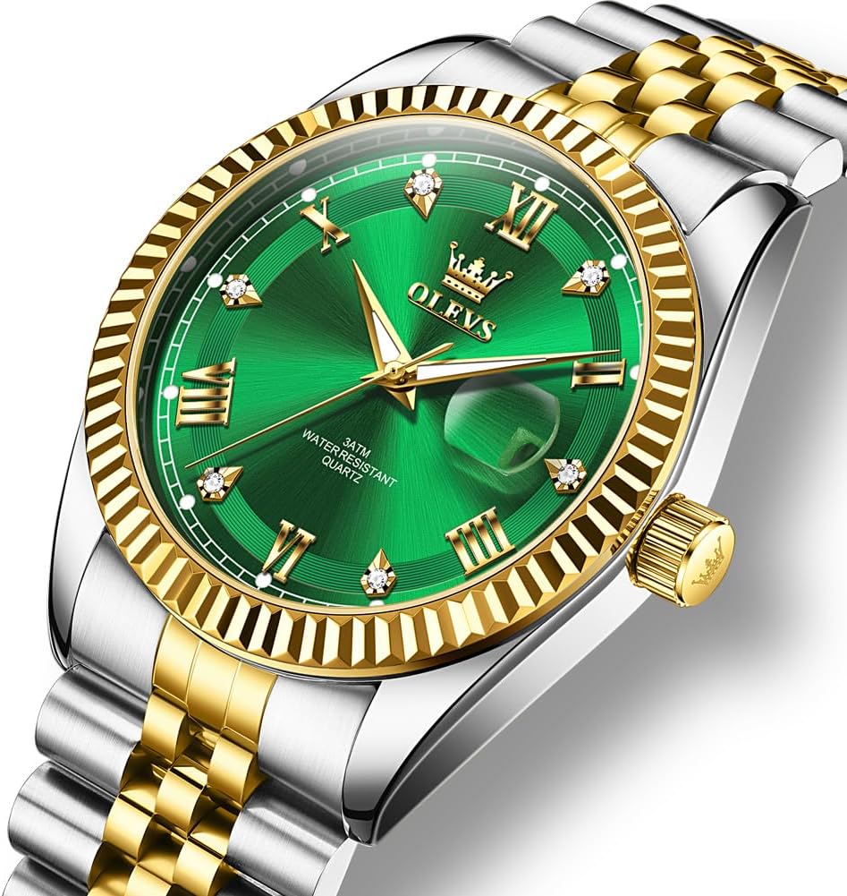 OLEVS Reloj para Hombres Acero Inoxidables Cuarzo Lujo Reloj de vestir de gran esfera