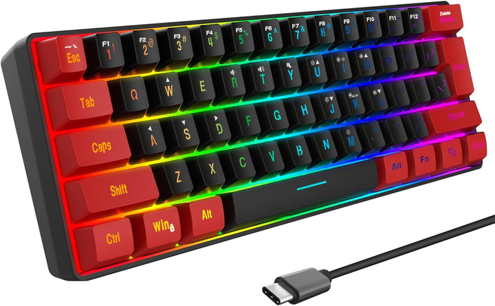Snpurdiri - Teclado para videojuegos 60% con cable, ultra compacto,...