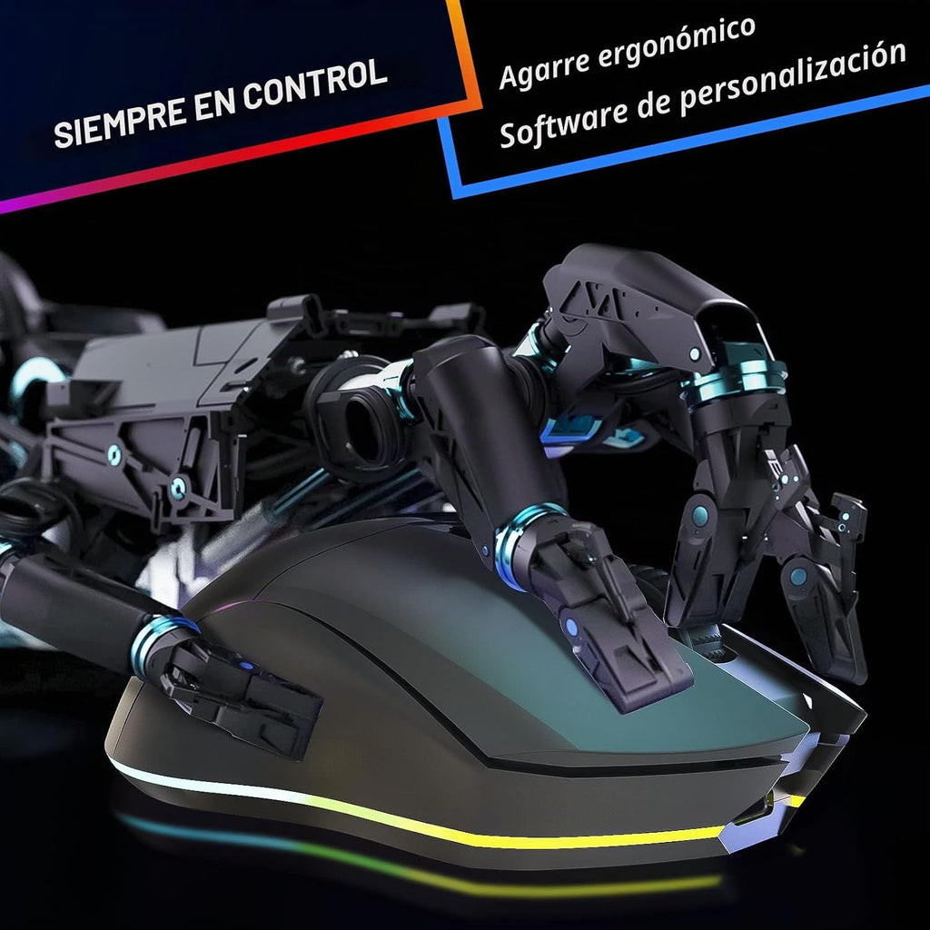 KLIM Blaze Pro - Ratón inalámbrico para juegos, con base de carga RGB