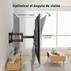 Soporte de pared para TV de movimiento completo para la mayoría de televisores planos/curvos de 37"-86" de hasta 132 libras, soporte giratorio de inclinación con 6 brazos articulados, VESA máximo de 23.622 x 15.748 in, perno de madera máximo de 16