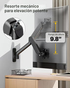 monTEK Soporte de pared para monitor único, brazo de resorte de movimiento completo para pantallas de 17-32"
