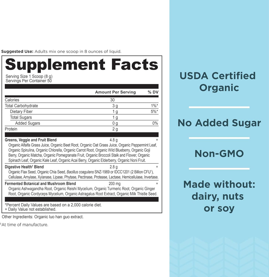 Ancient Nutrition Super Greens Powder - Polvo de superalimento orgá...