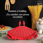 OTOTO Colador de clip de cangrejo – Colador de silicona para pasta con pinzas de acero inoxidable – Accesorios de cocina únicos, regalos de cocina para mujeres, artículos esenciales de cocina, regalos divertidos, accesorios de cocina – (Crabby)