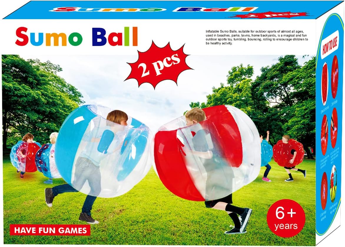 ZHUYNXIR 2 PC Bola Sumo para Niños, Bolas de Parachoques Hinchables para Niños, Bola Sumo para Niños, Bola de Juego de Césped para Niños al Aire Libre para Juego de Equipos para +3 Años (36 pulgadas
