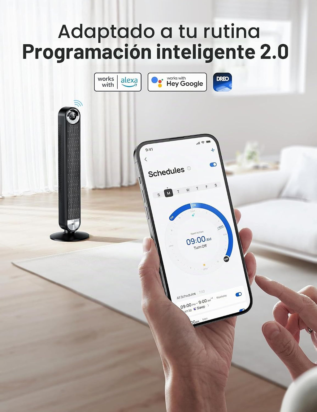 Dreo - Ventilador de torre para dormitorio, ventilador de piso osci...