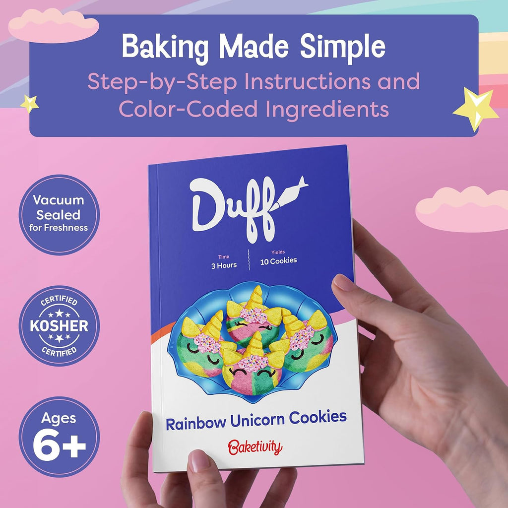 Baketivity x Kit para hornear galletas de unicornio Duff Goldman para niños