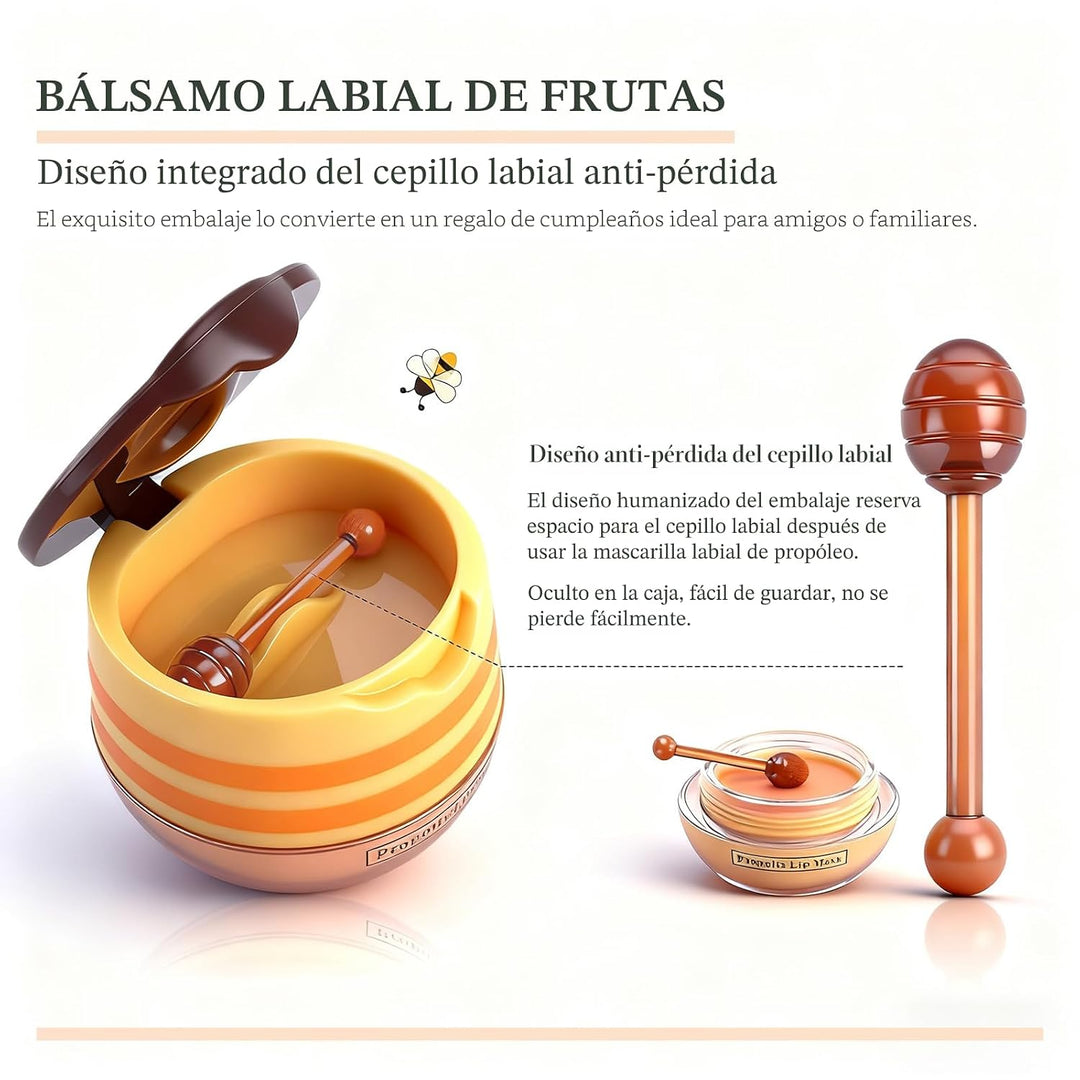 Bálsamo Labial de Abeja Mascarilla Labial Tarro de Miel, Set de Mas...