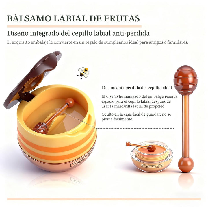 Bálsamo Labial de Abeja Mascarilla Labial Tarro de Miel, Set de Mas...