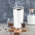 YOUKE OLA Paquete de 16 vasos de acero inoxidable a granel de 20 onzas, taza de viaje aislada al vacío, taza de café con recubrimiento en polvo, regalo para cócteles de vino, bebidas frías y calientes