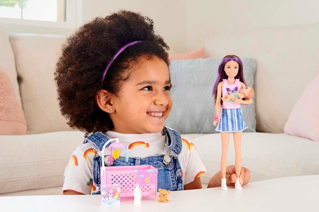 Barbie Skipper Babysitters Inc - Juego de juguete para cuna con muñ...