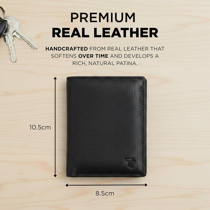TRUTANN Cartera de cuero negro \u2013 Soporte para tarjetas triple...