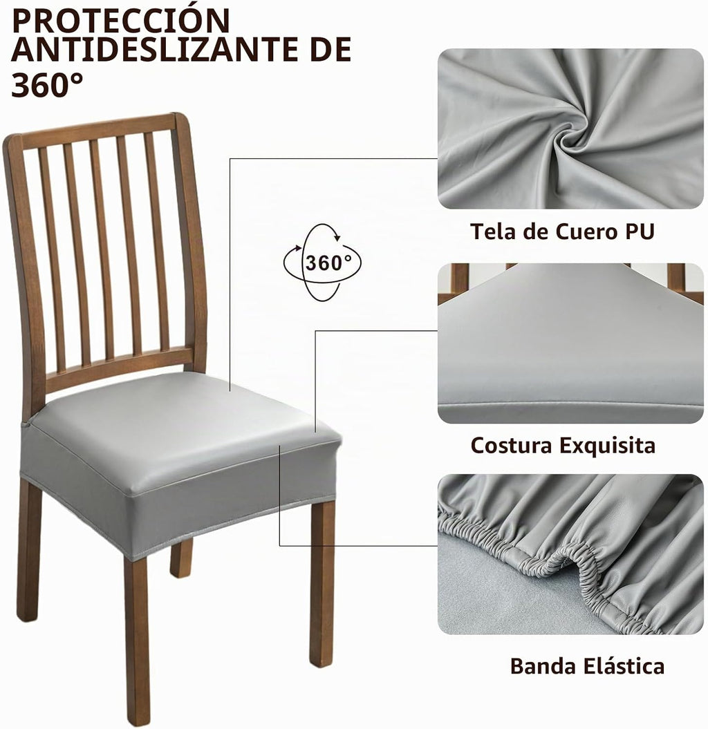 Fundas de asiento impermeables para sillas de comedor, paquete de