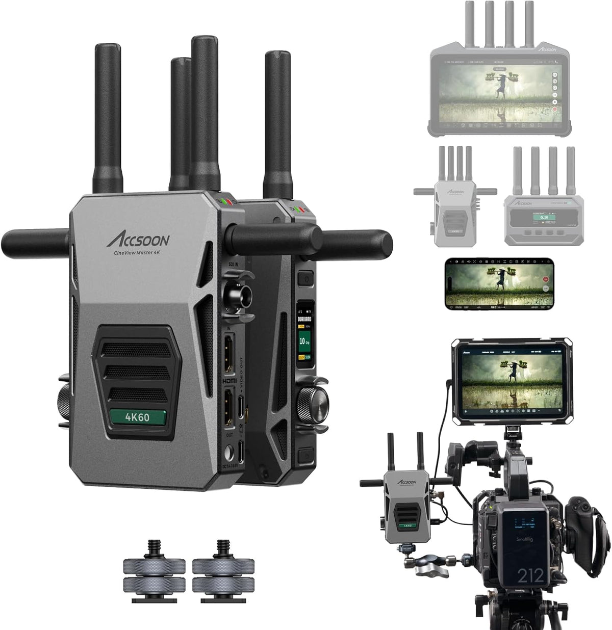 Accsoon Receptor transmisor de vídeo inalámbrico 4K Lite HDMI/SDI para