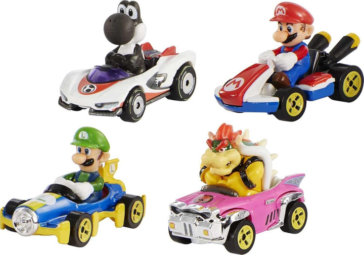 Hot Wheels Mario Kart - Paquete de 4 personajes y karts en