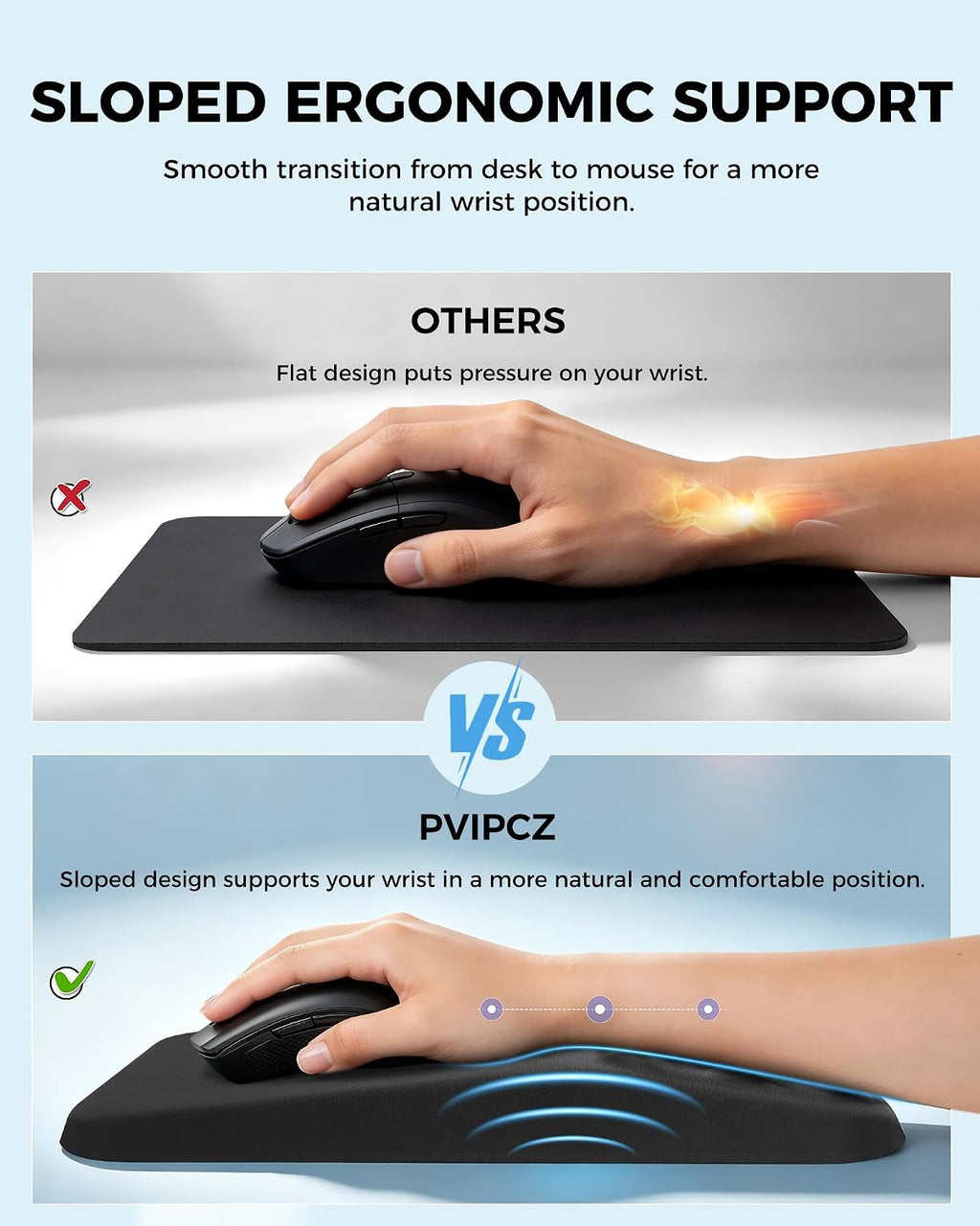 Alfombrilla ergonómica para mouse con reposamuñecas, cojín