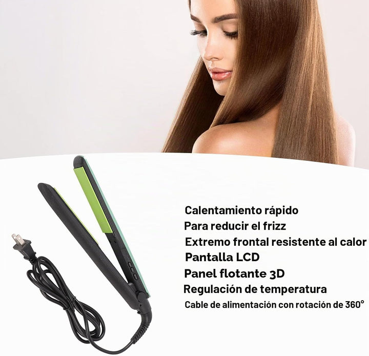 Alisador y rizador de cabello 2 en 1, punta frontal antiquemaduras...