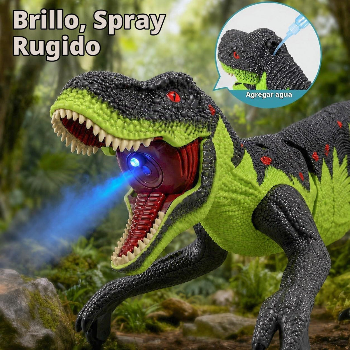 Juguetes de dinosaurio caminando a control remoto para niños, juguete grande de dinosaurio T-Rex con rugido, luces y aerosol, el mejor regalo de cumpleaños para niños de 3-5, 5-7, 8-12 años