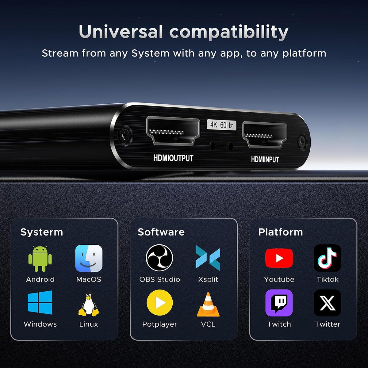 XIIXMASK Tarjeta de captura HDMI USB 3.0, captura 1080P 60FPS, paso...