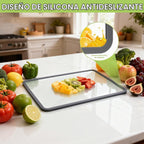 Tabla de cortar de vidrio templado de 8 x 12 pulgadas y 12 x 16 pulgadas, tabla de cortar de vidrio para encimera de cocina, anillo de goma antideslizante, apta para lavavajillas