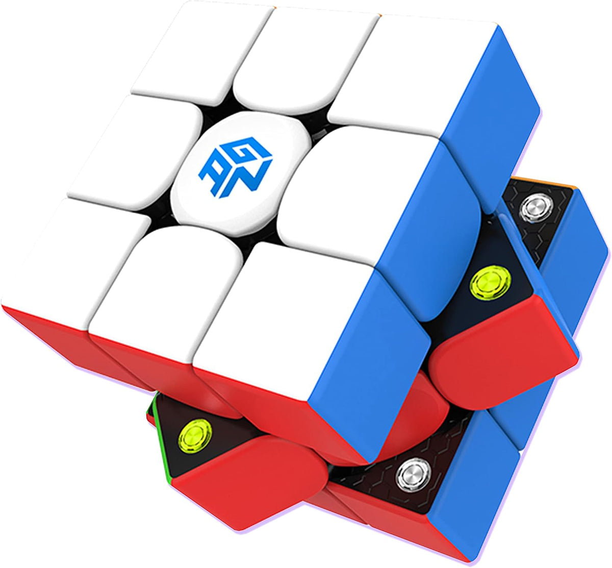 CuberShop GAN 356 M 3x3 Cubo magnético de velocidad lite, Gans 3X3 cubo magnético sin calcomanías, rendimiento suave y rápido de 3 por 3 lite insignia, GAN 356M cubo de rompecabezas de juguete de