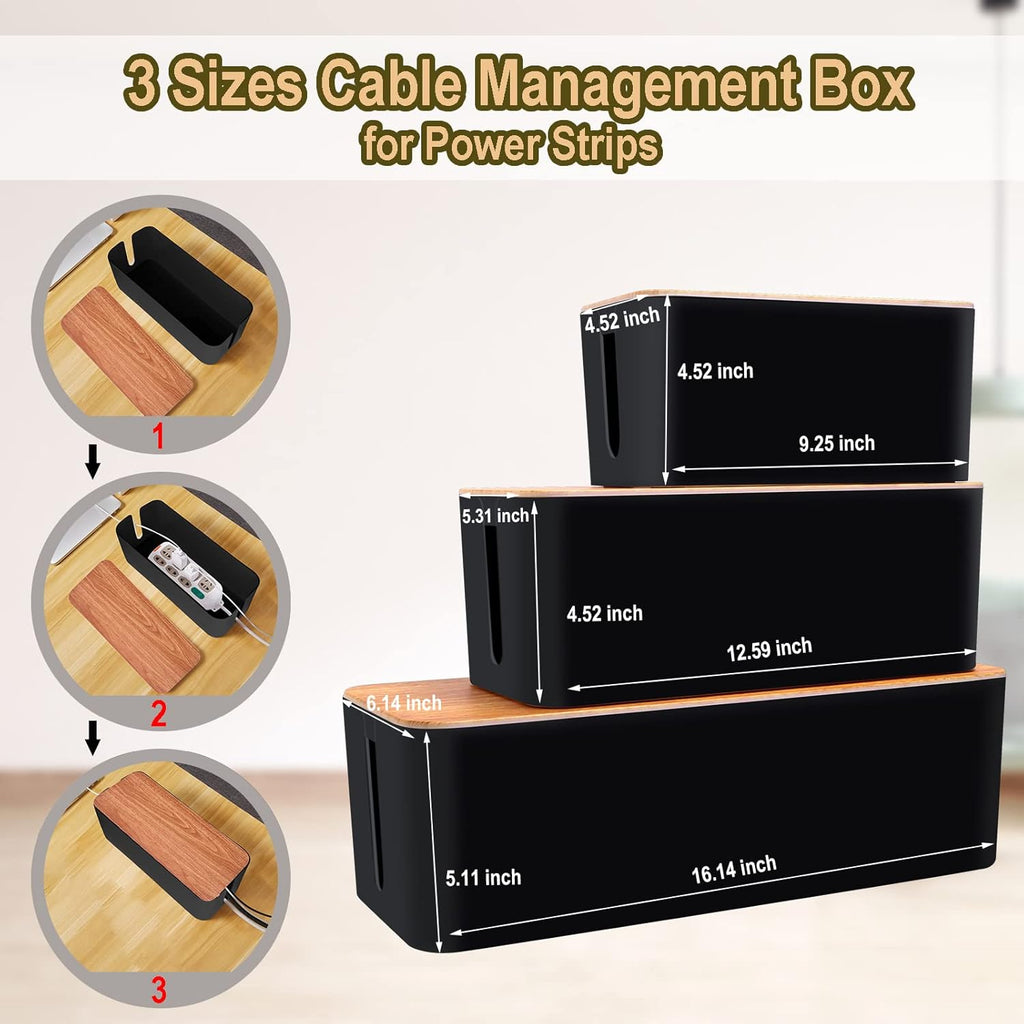 Caja de organización de cables de 128 piezas, kit de organización de cables para regleta de alimentación para ocultar cables, cajas ocultas de cables, caja de cables, caja de cables, material ABS