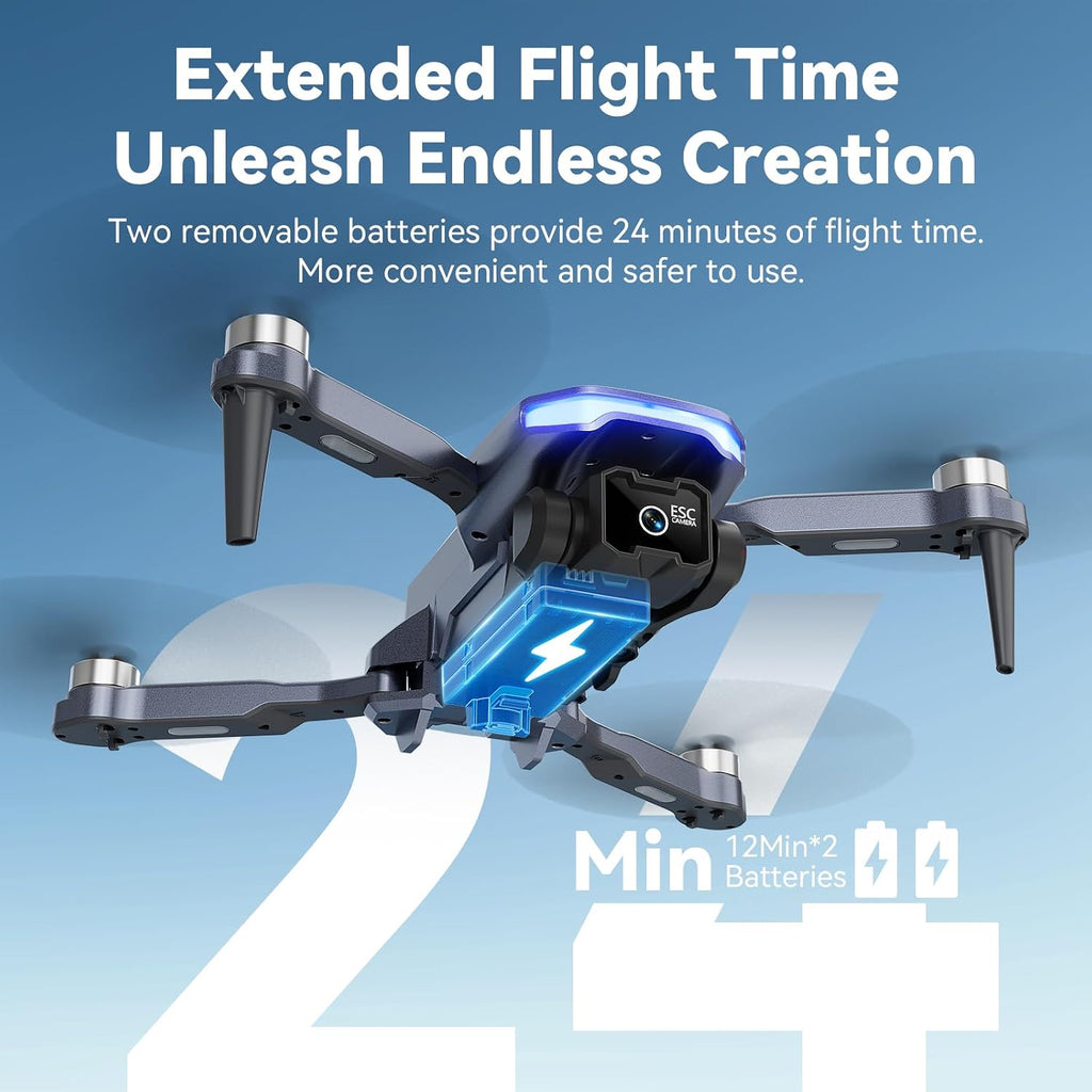 Wipkviey Dron con cámara para adultos, cuadricóptero RC FPV 1080P para principiantes – Juguetes para niños regalos con retención de altitud, selfie de gestos, vuelo Waypoint Fly, 3D Flip, 2 baterías
