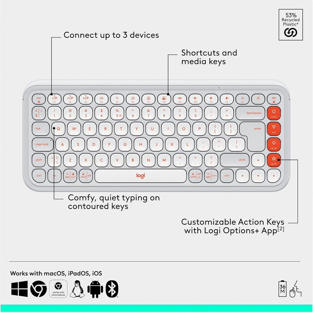 Combo Logitech POP ICON, Combo de Teclado y Mouse Bluetooth, Escrit...