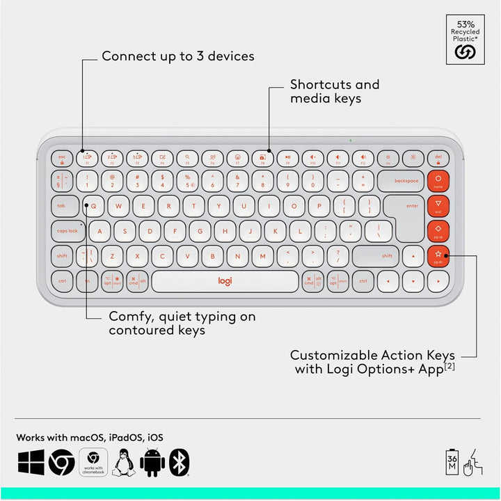 Combo Logitech POP ICON, Combo de Teclado y Mouse Bluetooth, Escrit...